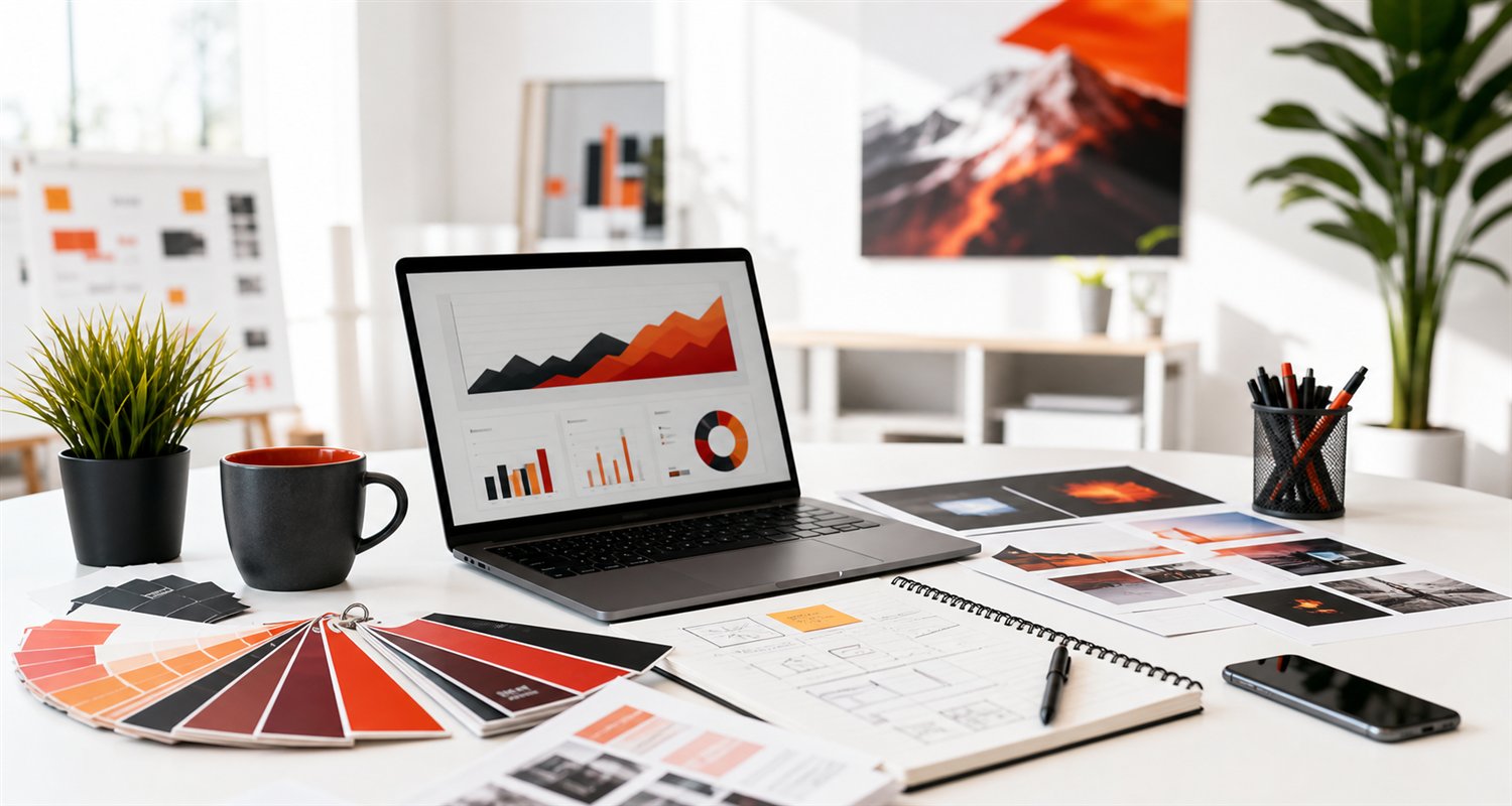 Case study planning workspace with notes for challenge, strategy, launch, results, and next steps